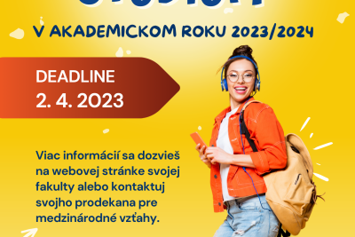 Výzva na podávanie prihlášok v rámci programu ERASMUS+ štúdium v AR 2023/2024  2.kolo