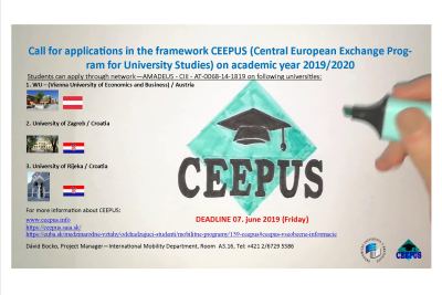 Call for applications in the framework CEEPUS on academic year 2019/2020