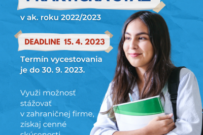 Výzva na podávanie prihlášok v rámci programu Erasmus+ praktické stáže v AR 2022/2023 - 4. kolo