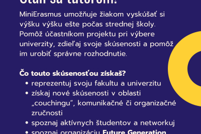 Staň sa tútorom v projekte MiniErasmus