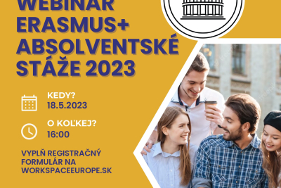 POZVÁNKA: Webinár ERASMUS+ absolventské stáže 2023
