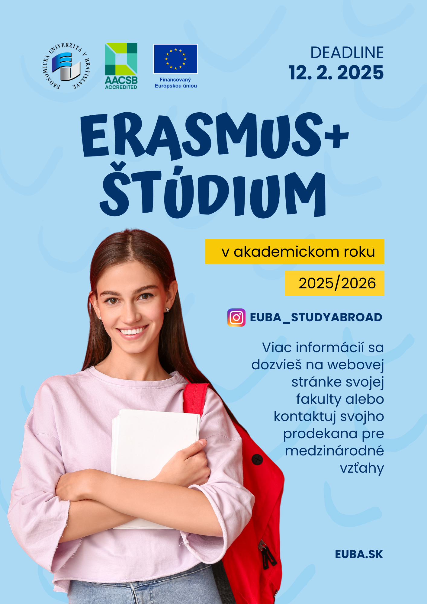 Výzva na podávanie prihlášok na Erasmus+ štúdium v akademickom roku 2025/2026